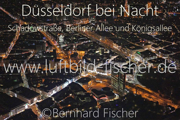 Duesseldorf bei Nacht, Schadowstrae und Knigsallee, Bernhard Fischer Luftbild, Nr. 1888, 23.02.2014