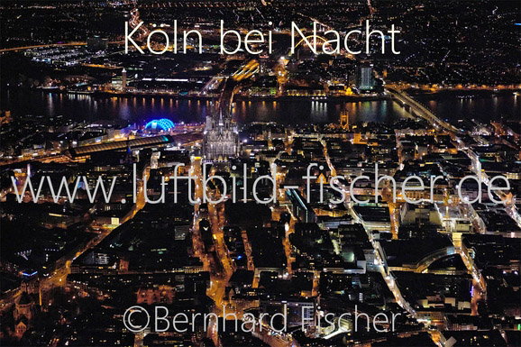Koeln Dom bei Nacht, Bernhard Fischer Luftbild, Nr. 1893, 23.02.2014