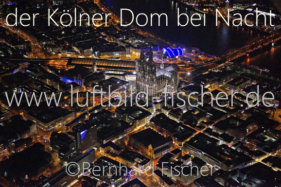 Koelner Dom bei Nacht, Bernhard Fischer Luftbild, Nr. 1895, 23.02.2014