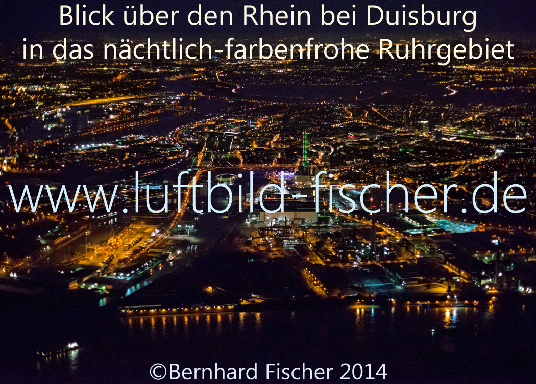 Rhein, Duisburg und Ruhrgebiet bei Nacht Luftbild, Bernhard Fischer, Nr. 1875, 12.01.2014
