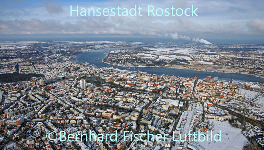 winterliche Hansestadt Rostock, Bernhard Fischer Luftbild (Nr. 1828), 21.01.2013