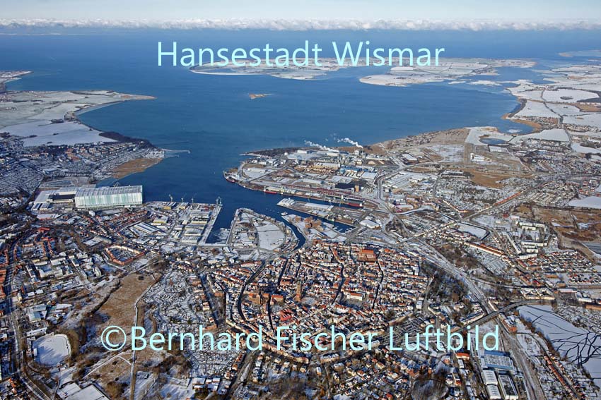winterliche Hansestadt Wismar, Bernhard Fischer Luftbild (Nr. 1829), 21.01.2013